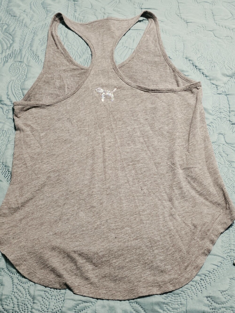 PINK Gray Racerback Tank with Pink Sequin Logo - Picture 3 of 3